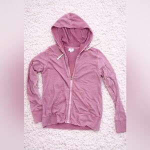 Sundry Mauve Pink Zip-Up Hoodie Women’s Size 0 Lightweight French Terry Jacket